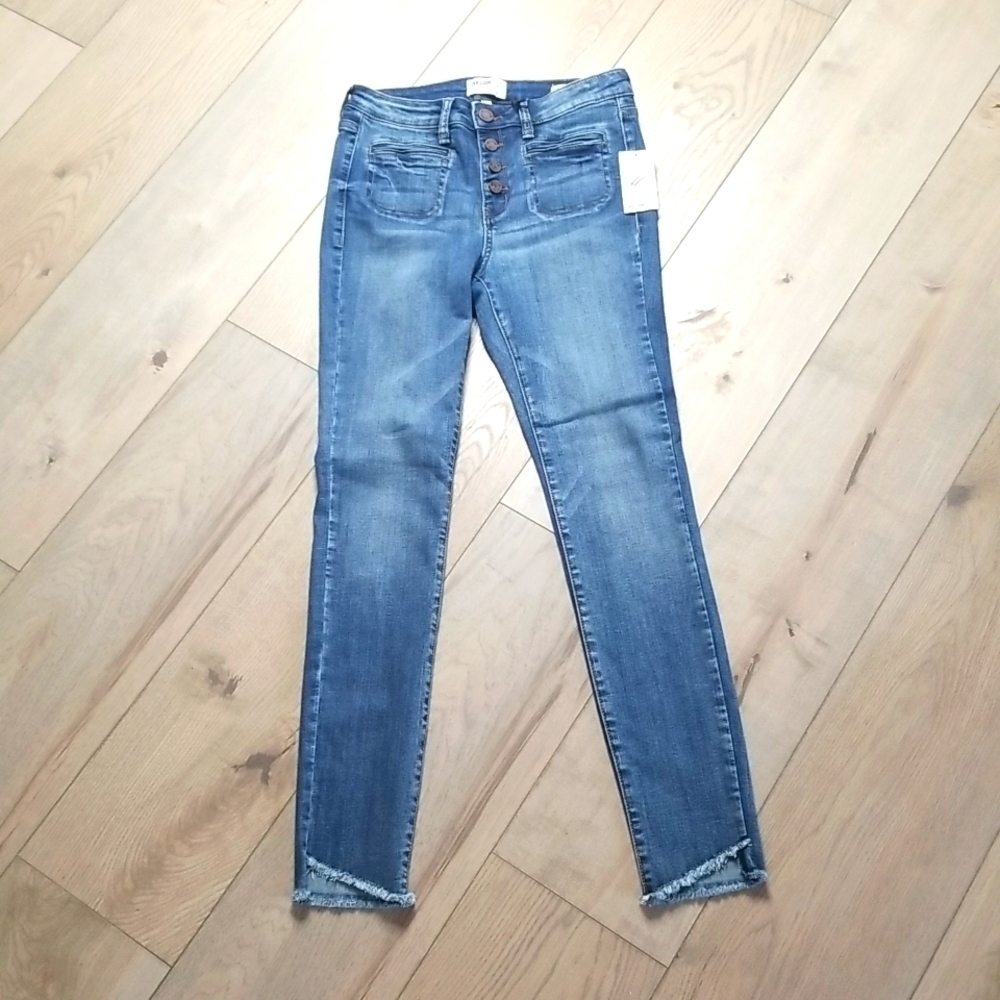 William Rast Womens Jean's high rise ankle with raw hem button up NWT